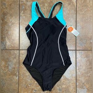 Black and Blue Women's One-Piece Swimsuit